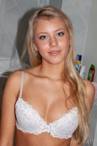 Barbara D Strips In The Bathroom