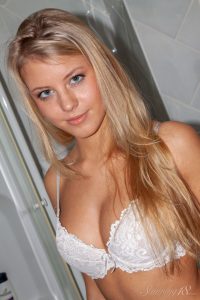 Barbara D Strips In The Bathroom