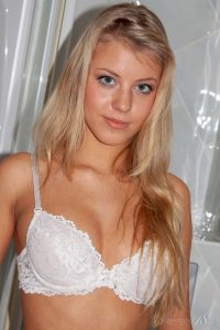 Barbara D Strips In The Bathroom